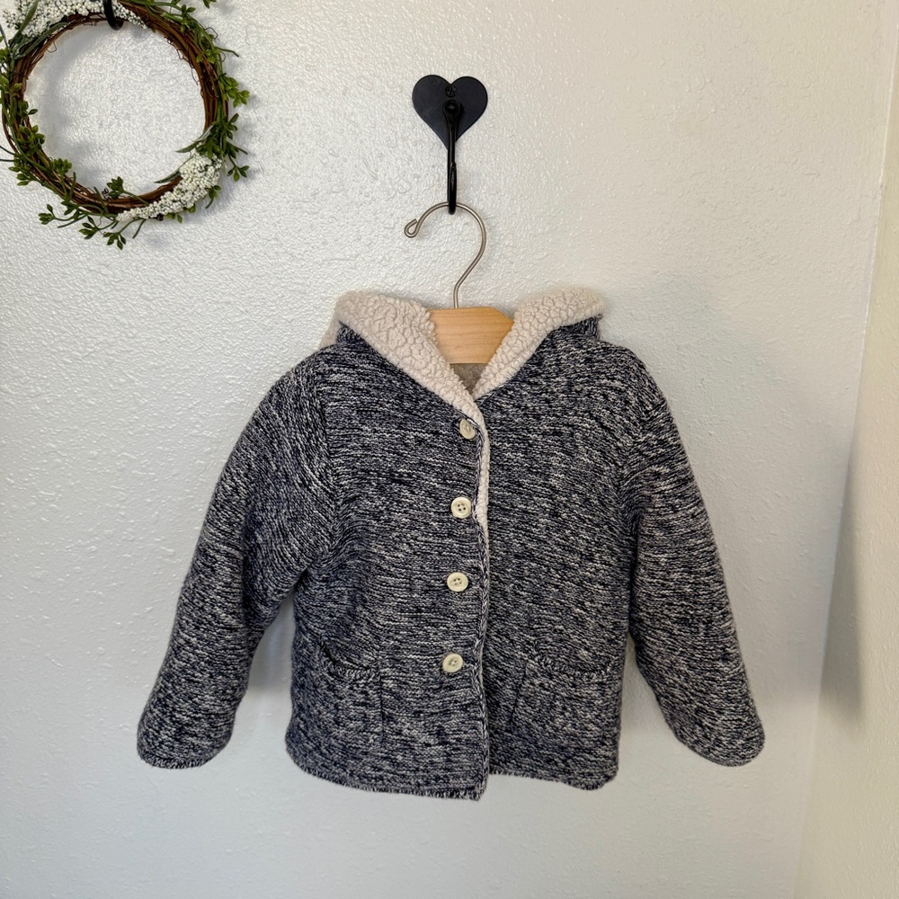 Baby Gap Sherpa Lined Hooded Jacket 18–24M Blue Knit